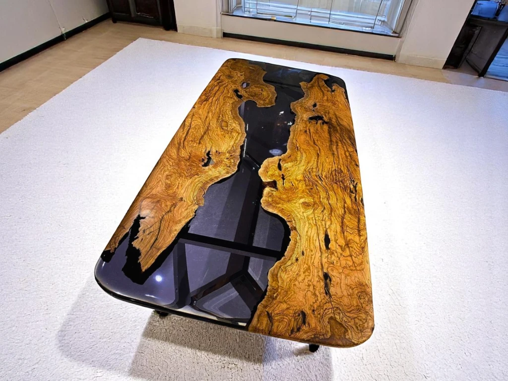   Crystal Clear Premium Live Edge Epoxy River Table Sale 